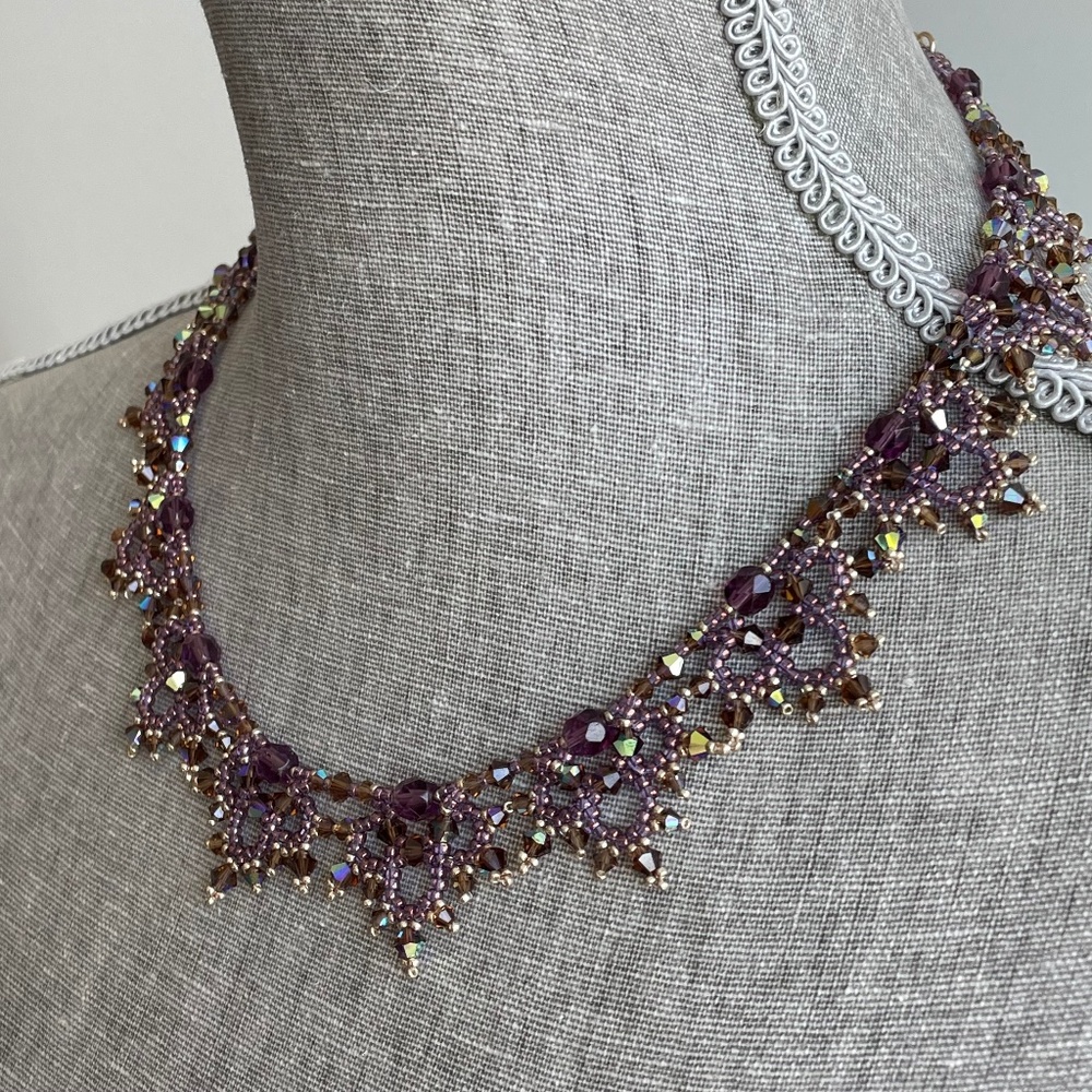 NWT Bridgerton Inspired Necklace in Plum and Gold, Adjustable Length